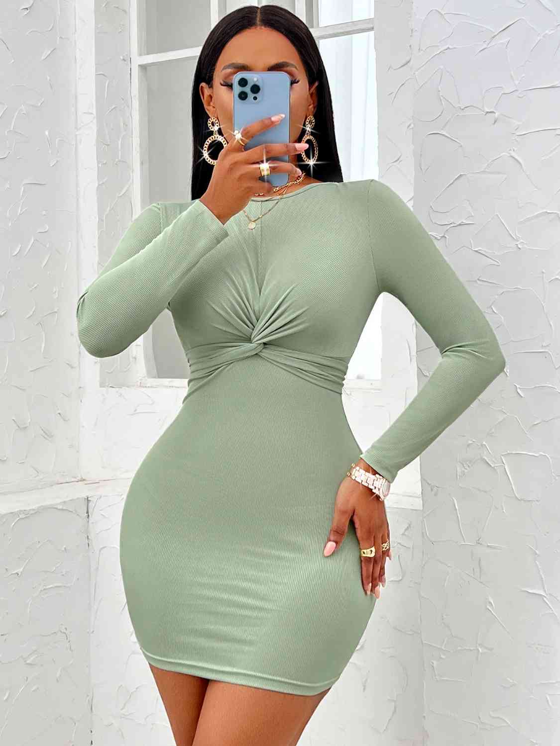 💚Twist Front Long Sleeve Dress💚